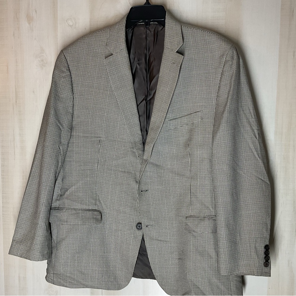 Lauren Ralph Lauren tweed blazer tan black 2 button size 48R